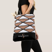 Cute Modern Monogram Pattern Trendy Oranje Black Tote Bag (Dichtbij)