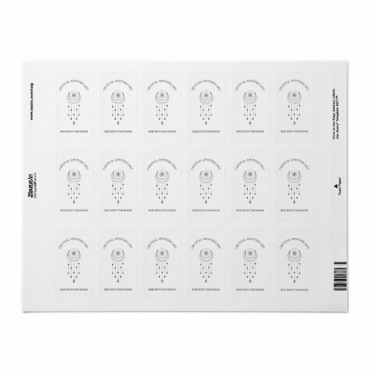 Cute Modern Moon Apothecary, Kandle, Ritual Label (Full Sheet)