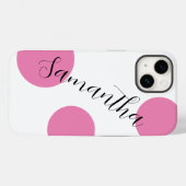 Cute Modern Name Large Pink Polka Dots Case-Mate iPhone Case (Achterkant (horizontaal))