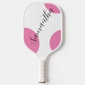 Cute Modern Name Large Pink Polka Dots Pickleball Paddle (Achterkant)