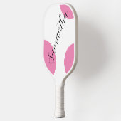 Cute Modern Name Large Pink Polka Dots Pickleball Paddle (Links)