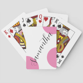 Cute Modern Name Large Pink Polka Dots Pokerkaarten