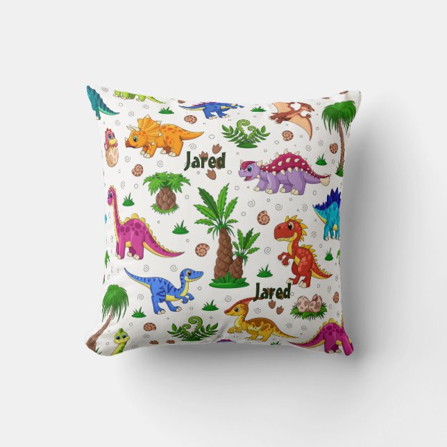 Cute Modern Name Pattern Dinosaur Nursery Decor Kussen (Voorkant)