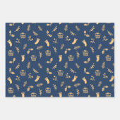 Cute Modern Navy Blue Gold-kerstfeestdag Inpakpapier Vel (Voorkant)