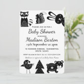 Cute Modern Nordic Woodland Animals Baby shower Kaart (Staand voorkant)