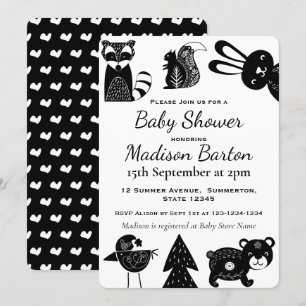 Cute Modern Nordic Woodland Animals Baby shower Kaart