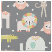 Cute Modern Oerwoud Animals Nursery Fabric Stof (Close Up)