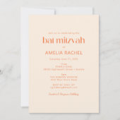 Cute Modern Oranje Retro Typography Bat Mitzvah Kaart (Voorkant)