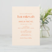 Cute Modern Oranje Retro Typography Bat Mitzvah Kaart (Staand voorkant)