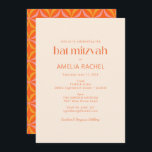 Cute Modern Oranje Retro Typography Bat Mitzvah Kaart<br><div class="desc">Cute Modern Oranje Retro Typography Wedding Bat Mitzvah Invitation</div>