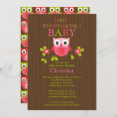 Cute Modern Owl Baby Shower Invitations Kaart (Voorkant / Achterkant)