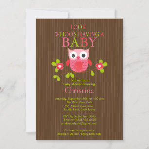 Cute Modern Owl Baby Shower Invitations Kaart