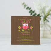 Cute Modern Owl Baby Shower Invitations Kaart (Staand voorkant)