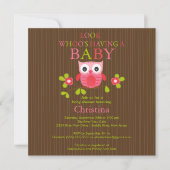Cute Modern Owl Baby Shower Invitations Kaart (Voorkant)
