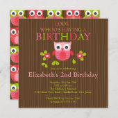 Cute Modern Owl Birthday Party Invitations Kaart (Voorkant / Achterkant)