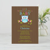 Cute Modern Owl Boys Baby Shower Invitations Kaart (Staand voorkant)