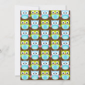 Cute Modern Owl Boys Baby Shower Invitations Kaart (Achterkant)