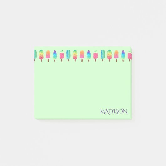 Cute Modern Paars Green Popsicle Girly Post-it® Notes (Voorkant)