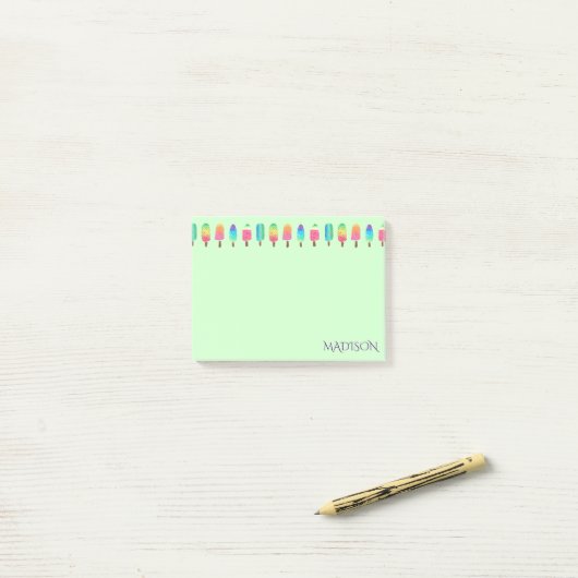 Cute Modern Paars Green Popsicle Girly Post-it® Notes (Op bureau)