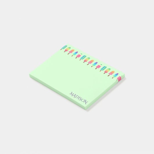 Cute Modern Paars Green Popsicle Girly Post-it® Notes (Schuin)
