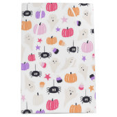 Cute Modern paarse pompoen en spin Halloween Medium Cadeauzakje (Voorkant)