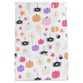 Cute Modern paarse pompoen en spin Halloween Medium Cadeauzakje (Achterkant)