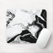 Cute Modern Panda White Black Marble Custom Name Muismat (Met muis)