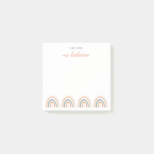 Cute Modern Pastel Boho Rainbow Teacher's Post-it® Notes (Voorkant)