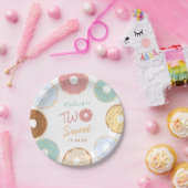 Cute Modern Pastel Donut Two Sweet Birthday Papieren Bordje (Feest)