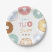 Cute Modern Pastel Donut Two Sweet Birthday Papieren Bordje (Voorkant)