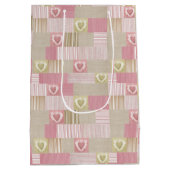 Cute Modern Patchwork Roze Heart Medium Cadeauzakje (Achterkant)