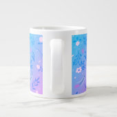 Cute Modern Pattern Natuur Floral Blue  Gia Grote Koffiekop (Achterkant)