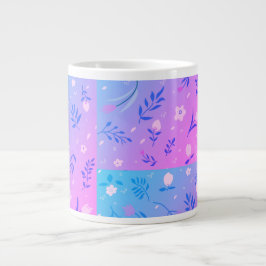 Cute Modern Pattern Natuur Floral Blue  Gia Grote Koffiekop