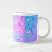 Cute Modern Pattern Natuur Floral Blue  Gia Grote Koffiekop (Rechts)