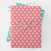 Cute Modern Pattern Roze Blauwgroen Happy Birthday Inpakpapier Vel (In situ)