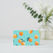 Cute Modern Peach Business Card | Custom Visitekaartje (Staand voorkant)
