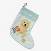 Cute Modern Pets Golden Retriever Dog Kleine Kerstsok (Voorkant (Hangend))