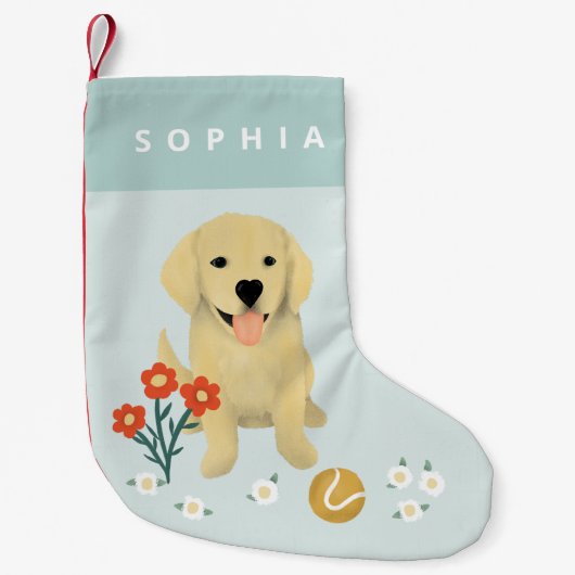 Cute Modern Pets Golden Retriever Dog Kleine Kerstsok (Voorkant)