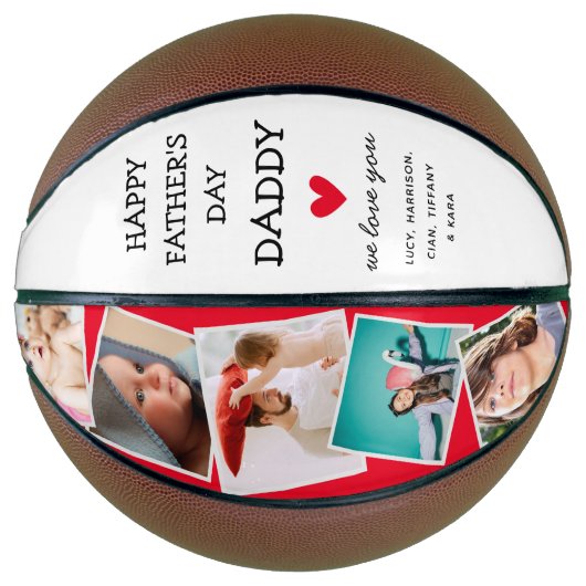 Cute Modern Photo Collage Fathers Day Basketbal (Voorkant)