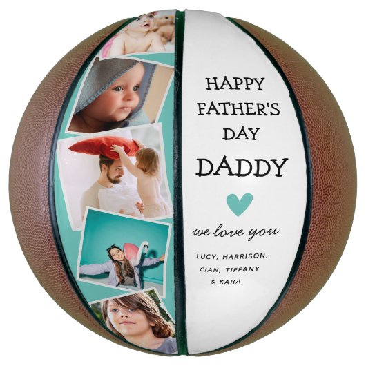 Cute Modern Photo Collage Fathers Day Basketball Basketbal (Verticaal)