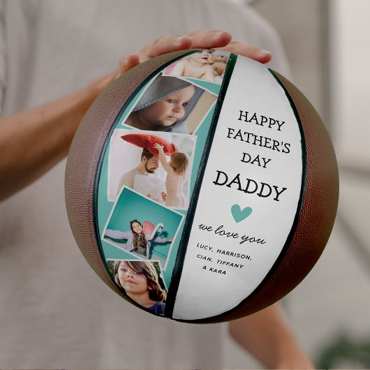 Cute Modern Photo Collage Fathers Day Basketball Basketbal