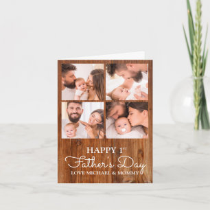 Cute Modern Photo Collage Happy First Fathers Day Kaart