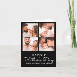 Cute Modern Photo Collage Happy First Fathers Day Kaart