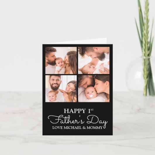Cute Modern Photo Collage Happy First Fathers Day Kaart (Voorkant)