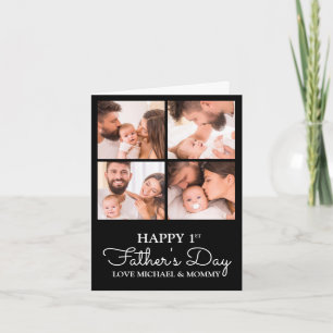 Cute Modern Photo Collage Happy First Fathers Day Kaart