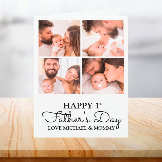 Cute Modern Photo Collage Happy First Fathers Day Kaart