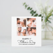 Cute Modern Photo Collage Happy First Fathers Day Kaart (Staand voorkant)