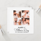 Cute Modern Photo Collage Happy First Fathers Day Kaart (Voorkant / Achterkant in situ)