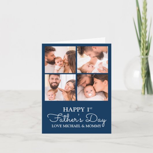 Cute Modern Photo Collage Happy First Fathers Day Kaart (Voorkant)
