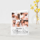 Cute Modern Photo Collage Happy First Fathers Day Kaart (Gele Bloem)